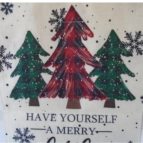 Festive Christmas Garden Flag Pine Trees Snow Flakes 12 x 18" Double Sided - Picture 2 of 4